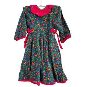 Wee Clancy Floral Dress "Elizabeth"‎ Pumpkin Flowers Size 4 Vtg 1980s